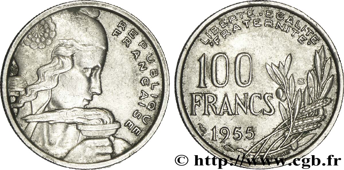 100 francs Cochet 1955 Beaumont-le-Roger F.450/7 XF40 