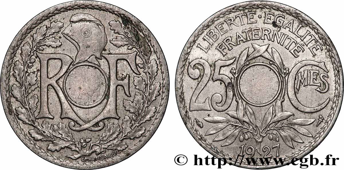 25 centimes Lindauer, non perforée 1927  F.171/11 var. TTB+ 