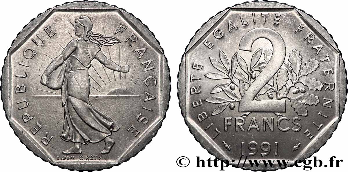 2 francs Semeuse, nickel, frappe monnaie 1991 Pessac F.272/15 SPL64 