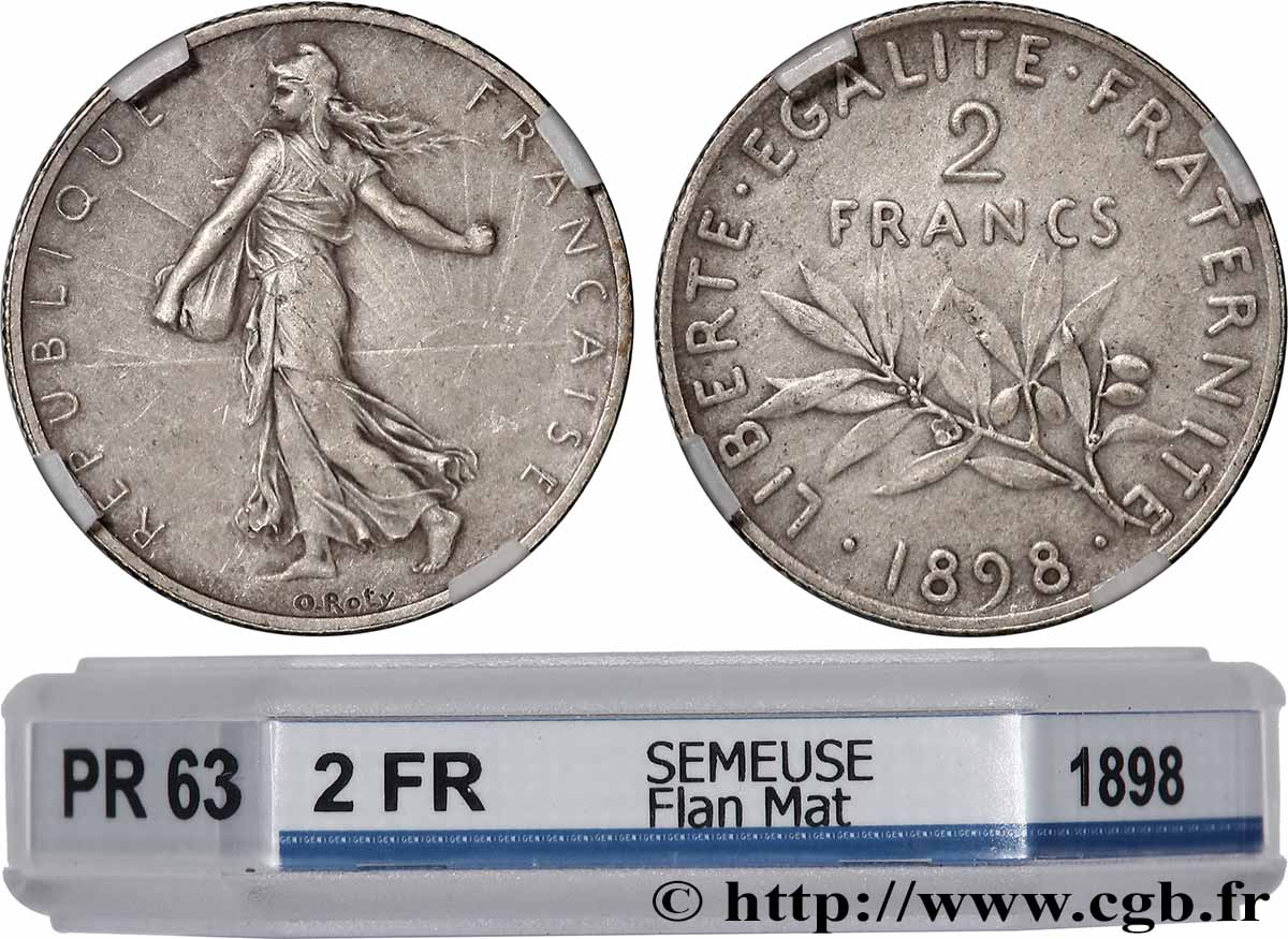 2 francs Semeuse, Flan Mat 1898  F.266/2 MS63 GENI