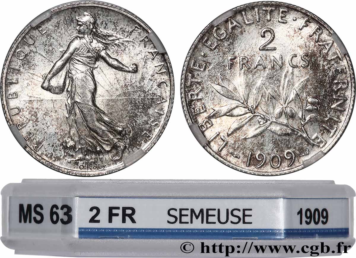 2 francs Semeuse 1909  F.266/11 SPL63 GENI