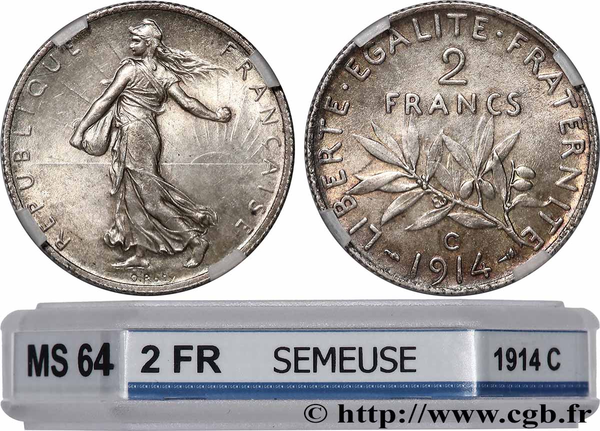 2 francs Semeuse 1914 Castelsarrasin F.266/16 SPL64 GENI