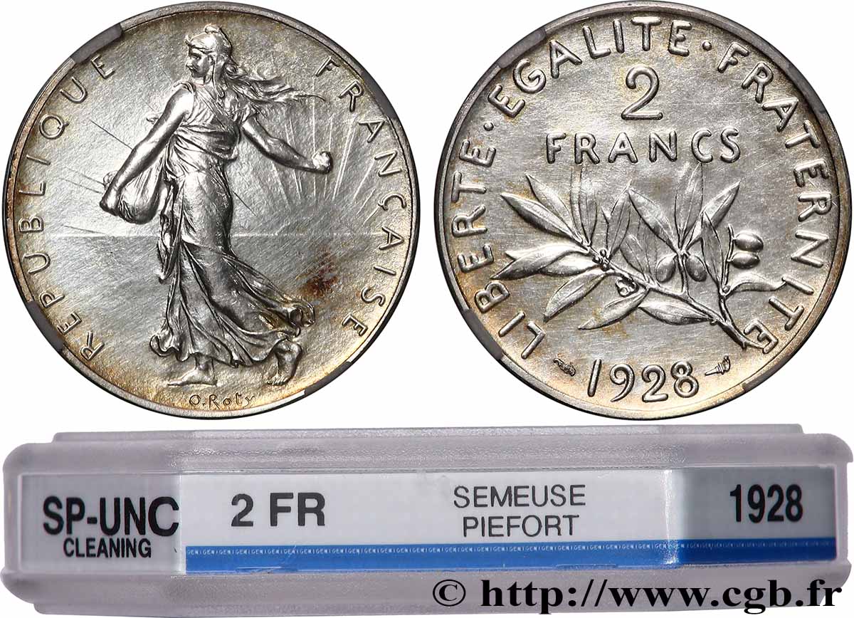Piéfort argent de 2 francs Semeuse 1928 Paris GEM.111 P3 MS GENI