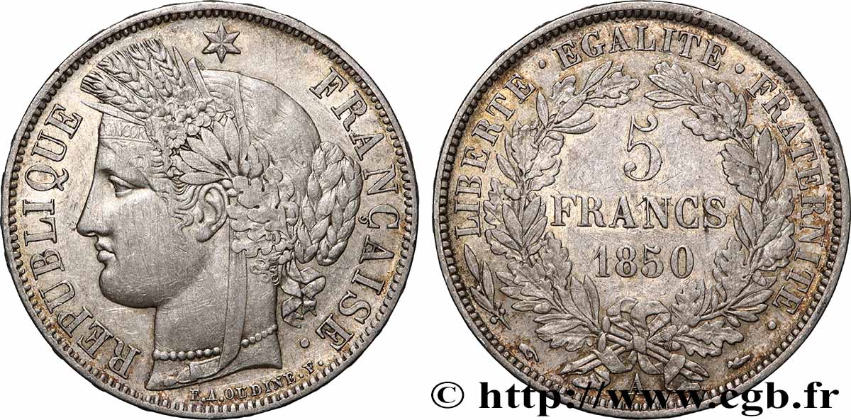 5 francs Cérès, IIe République 1849 Paris F.327/1 VF 