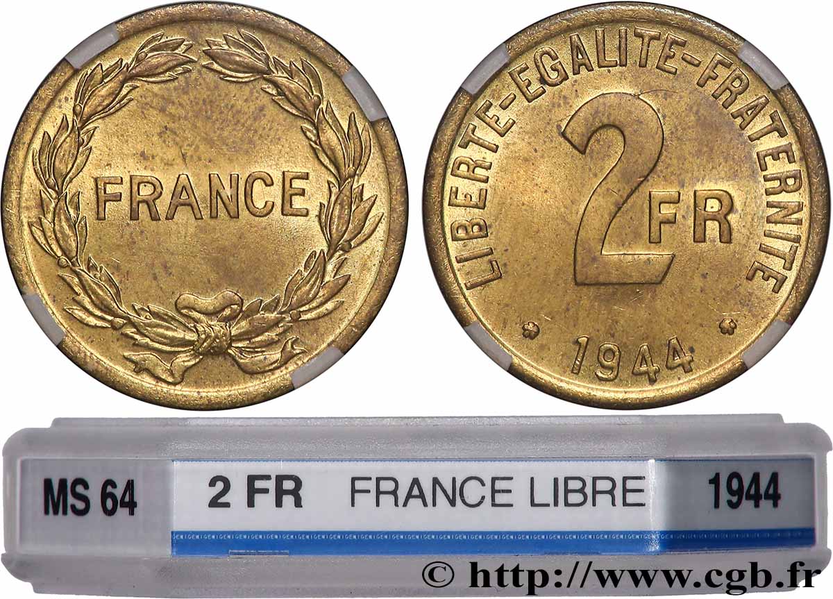 2 francs France 1944  F.271/1 MS64 GENI