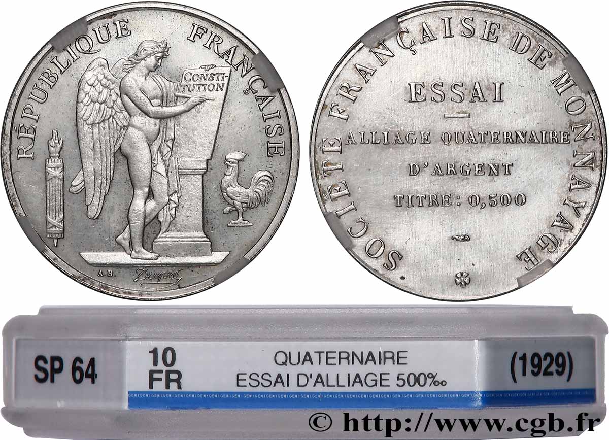 Essai d’alliage quaternaire sur module de 10 Francs n.d.  GEM.171 1 SPL64 GENI