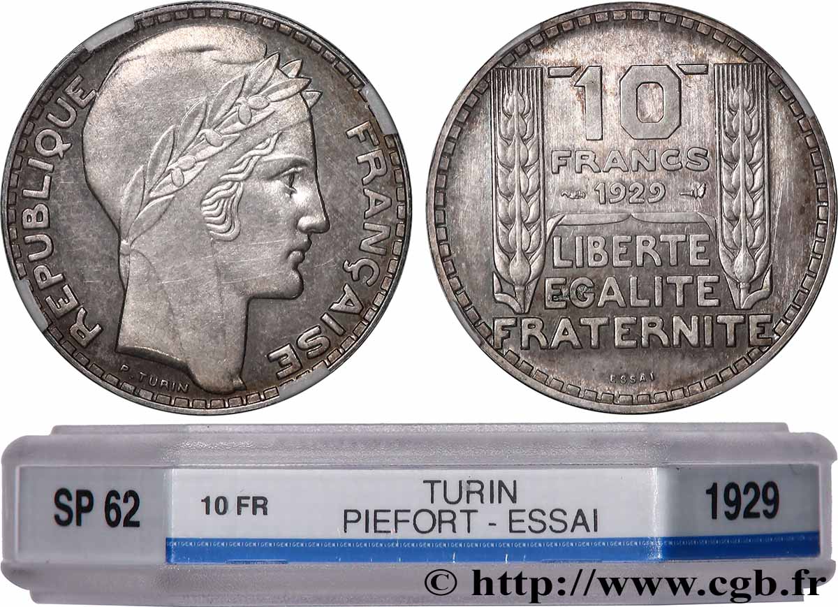 Essai-piéfort de 10 francs Turin 1929  GEM.173 EP SUP62 GENI