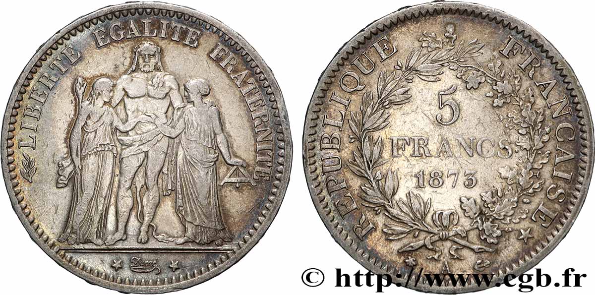5 francs Hercule 1873 Paris F.334/9 TB 