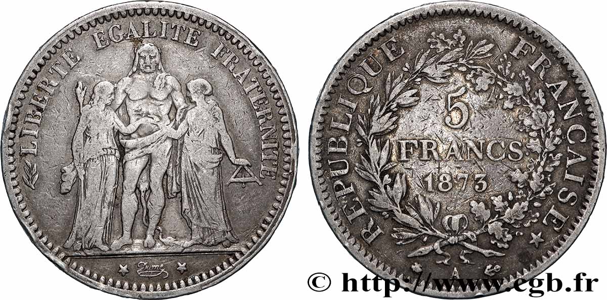 5 francs Hercule 1873 Paris F.334/9 S 
