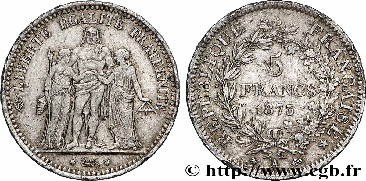 5 francs Hercule 1873 Paris F.334/9 TTB 