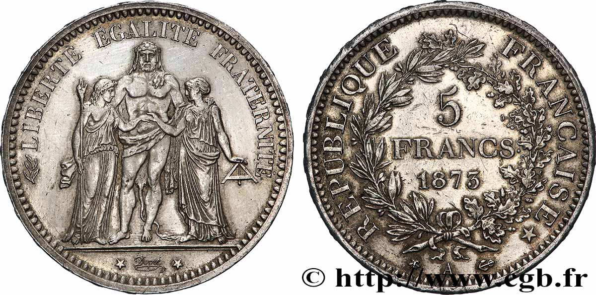 5 francs Hercule 1873 Paris F.334/9 MBC+ 