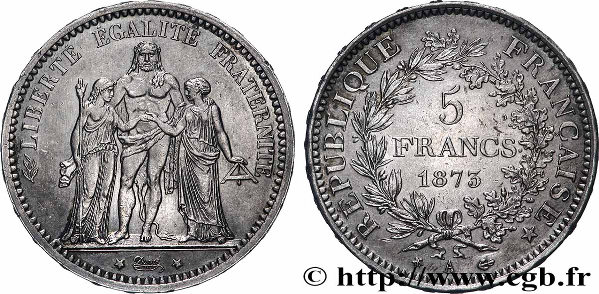 5 francs Hercule 1873 Paris F.334/9 MBC+ 