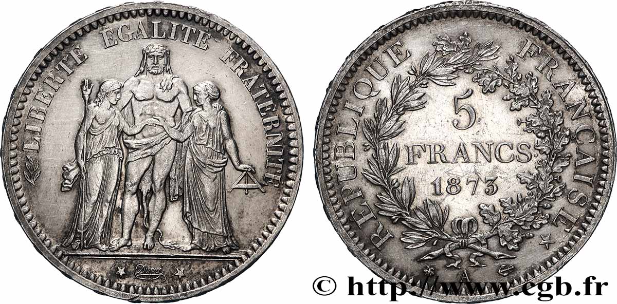 5 francs Hercule 1873 Paris F.334/9 MBC+ 