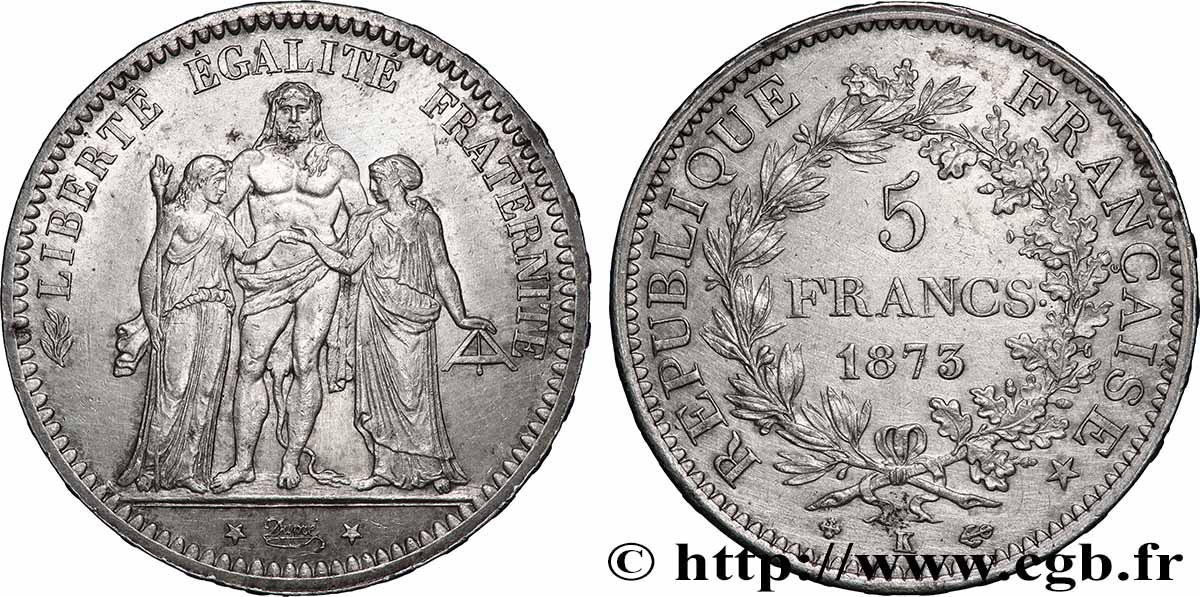 5 francs Hercule 1873 Bordeaux F.334/11 AU 
