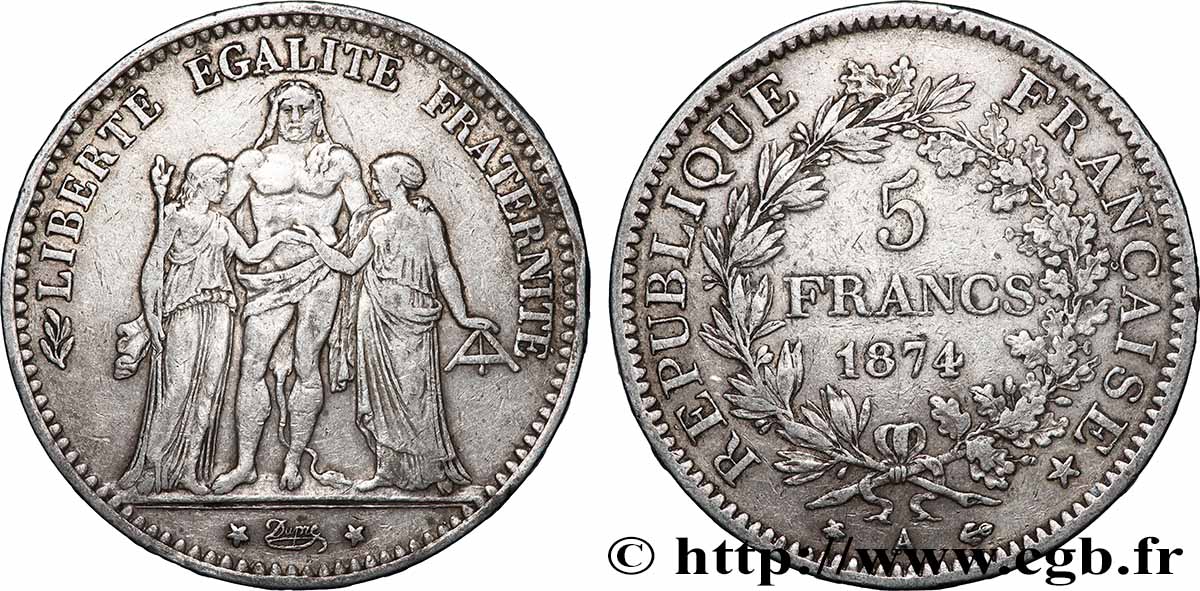 5 francs Hercule 1874 Paris F.334/12 q.BB 