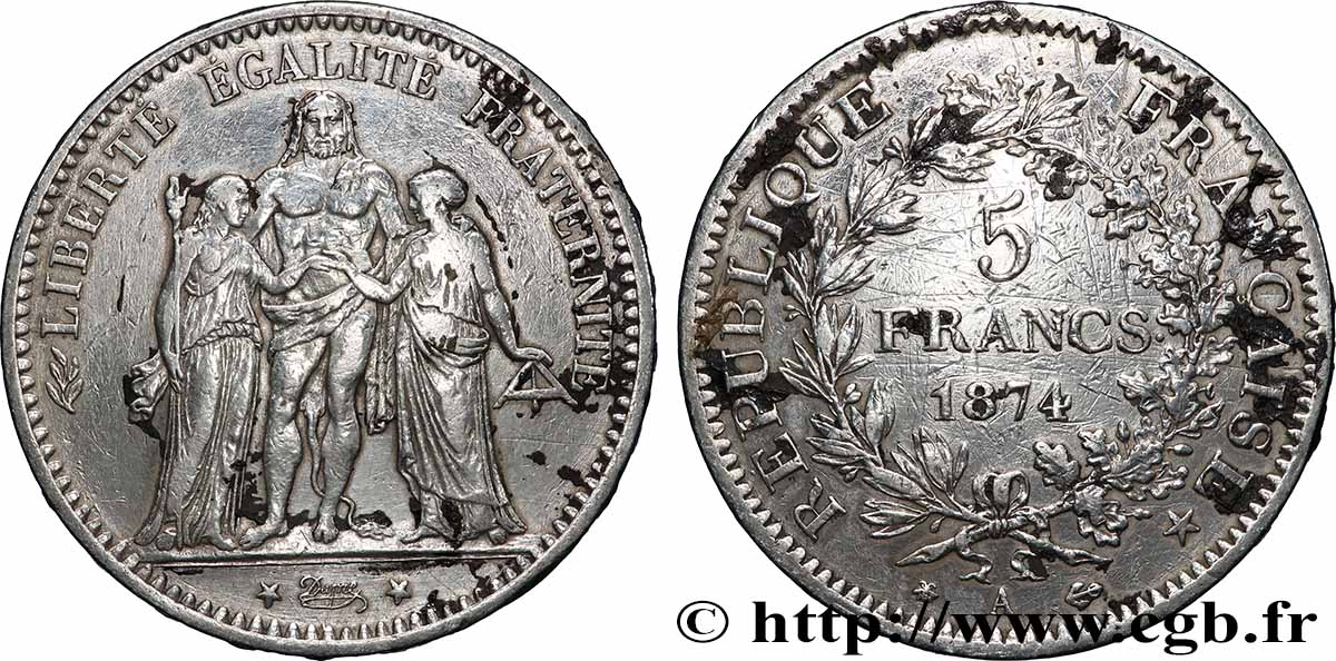 5 francs Hercule 1874 Paris F.334/12 q.BB 