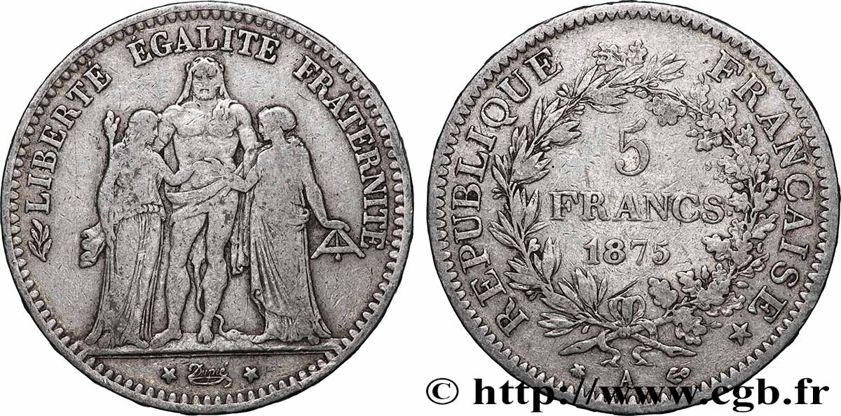 5 francs Hercule 1875 Paris F.334/14 B+ 