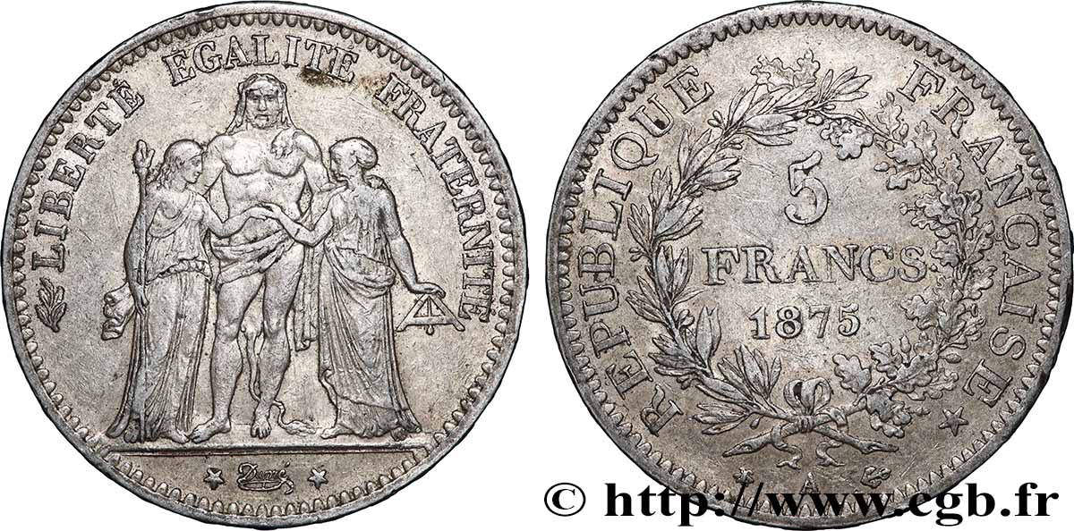 5 francs Hercule 1875 Paris F.334/14 S 