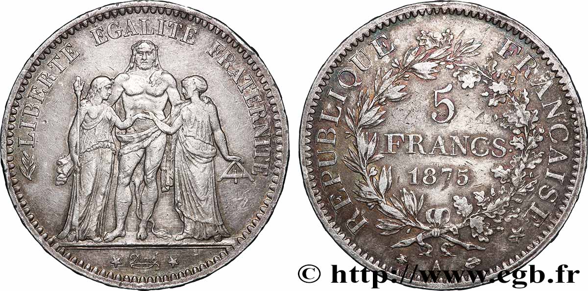 5 francs Hercule 1875 Paris F.334/14 TTB 