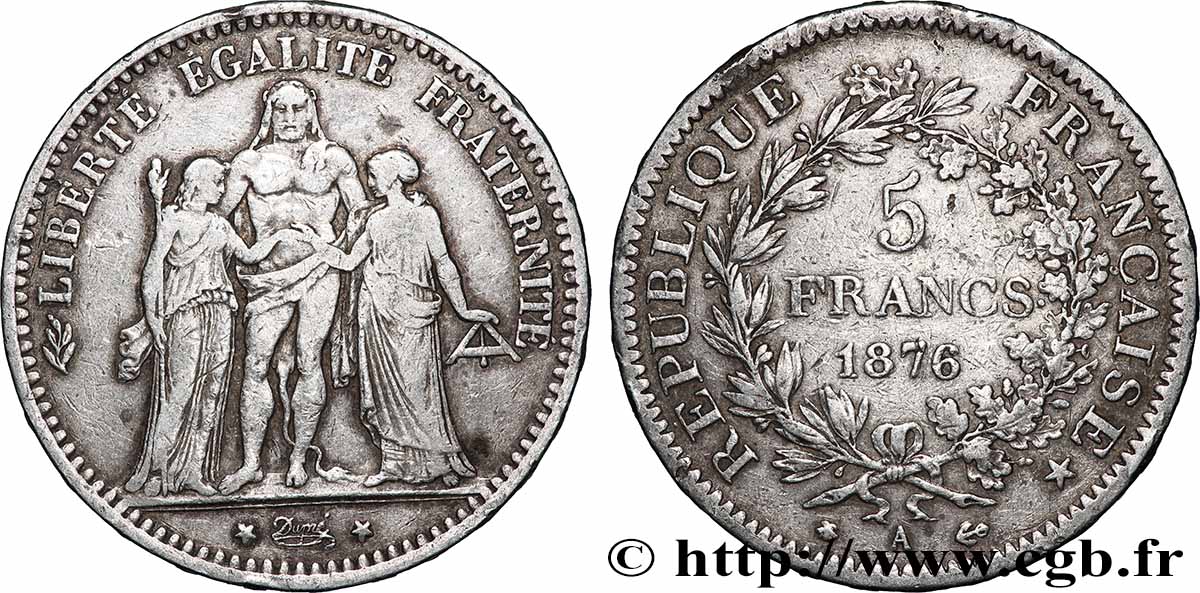 5 francs Hercule 1876 Paris F.334/17 BC 