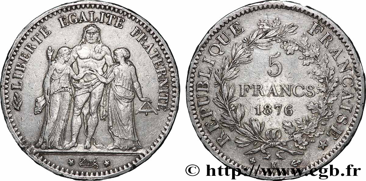5 francs Hercule 1876 Bordeaux F.334/18 TB 