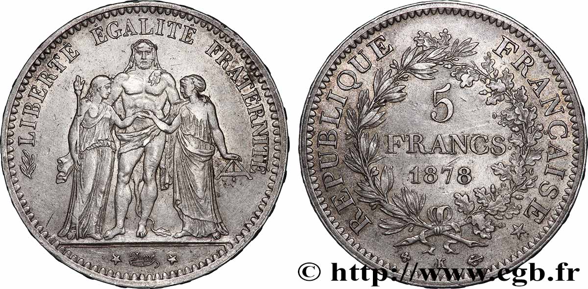 5 francs Hercule 1878 Bordeaux F.334/23 MBC+ 