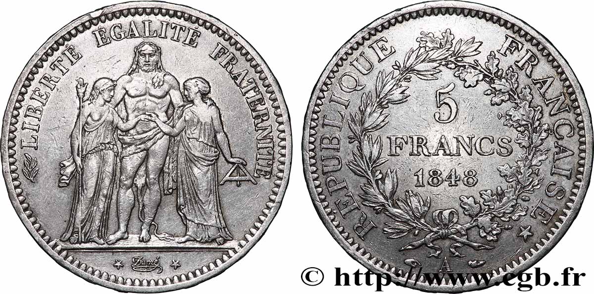 5 francs Hercule, IIe République 1848 Paris F.326/1 TTB 
