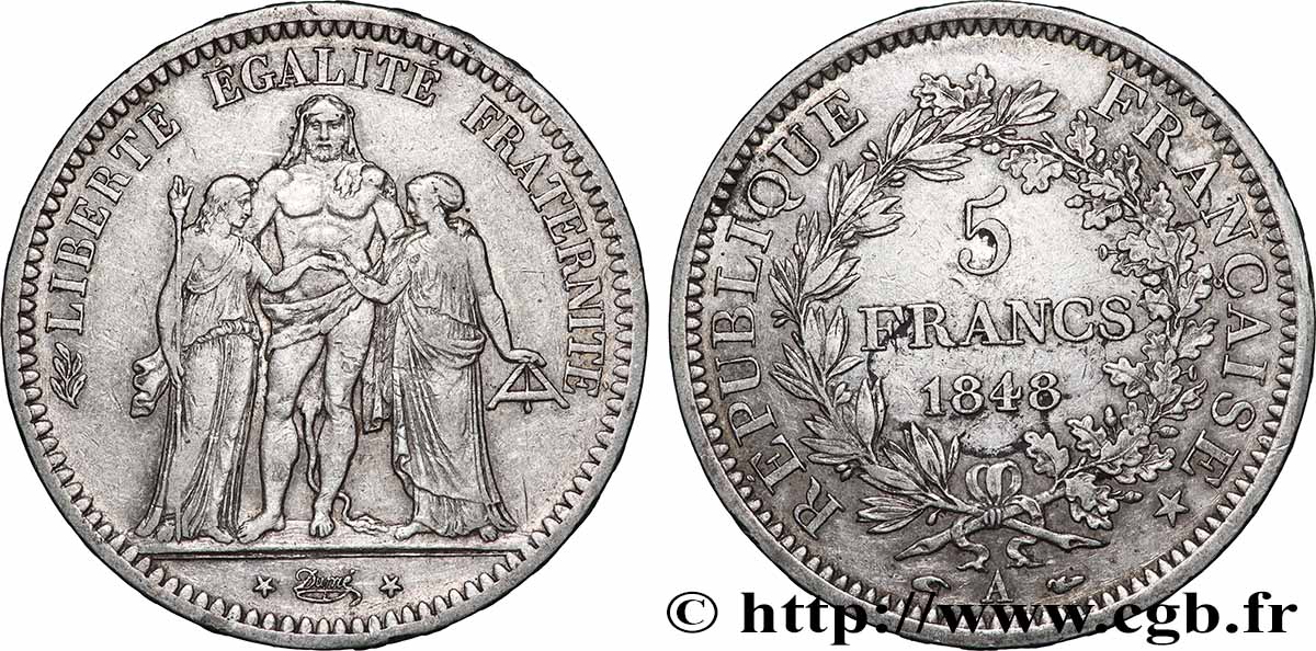 5 francs Hercule, IIe République 1848 Paris F.326/1 TTB 