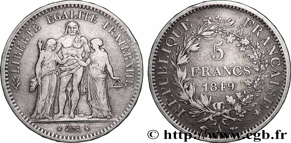 5 francs Hercule, IIe République 1849 Paris F.326/5 BC 