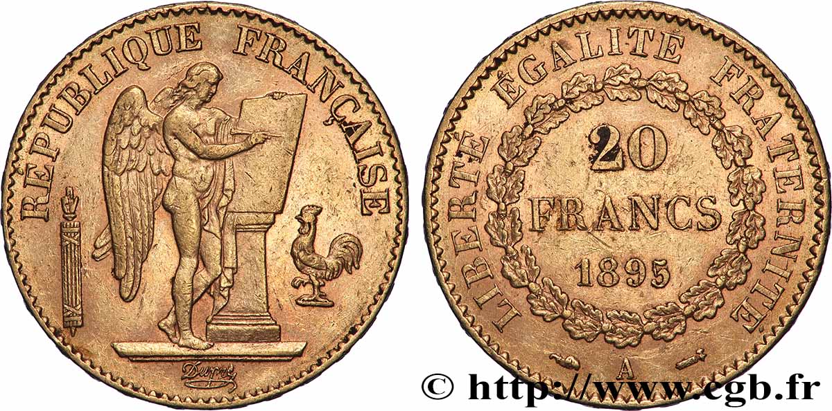 20 francs or Génie, IIIe République 1895 Paris F.533/19 VF 