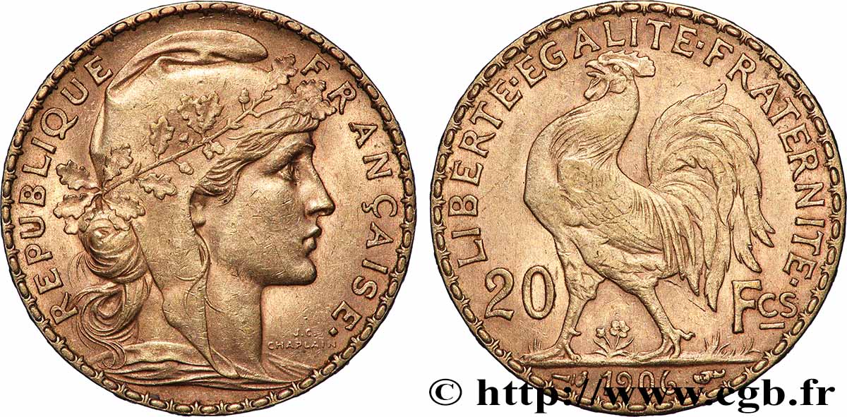 20 francs or Coq, Dieu protège la France 1906 Paris F.534/11 q.SPL 