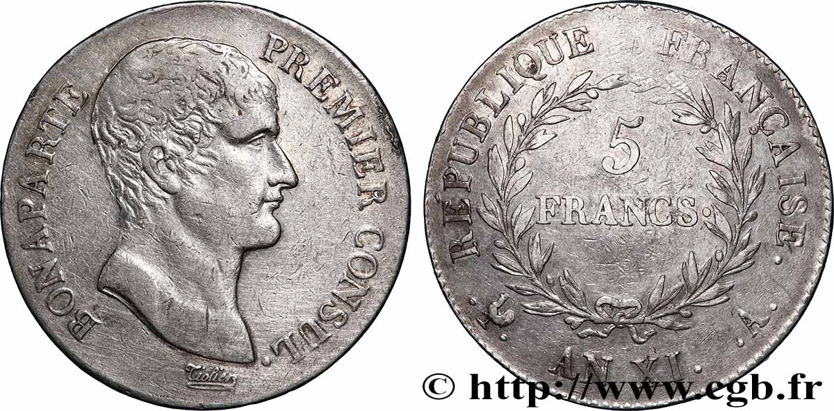 5 francs Bonaparte Premier Consul 1803 Paris F.301/1 TB+ 