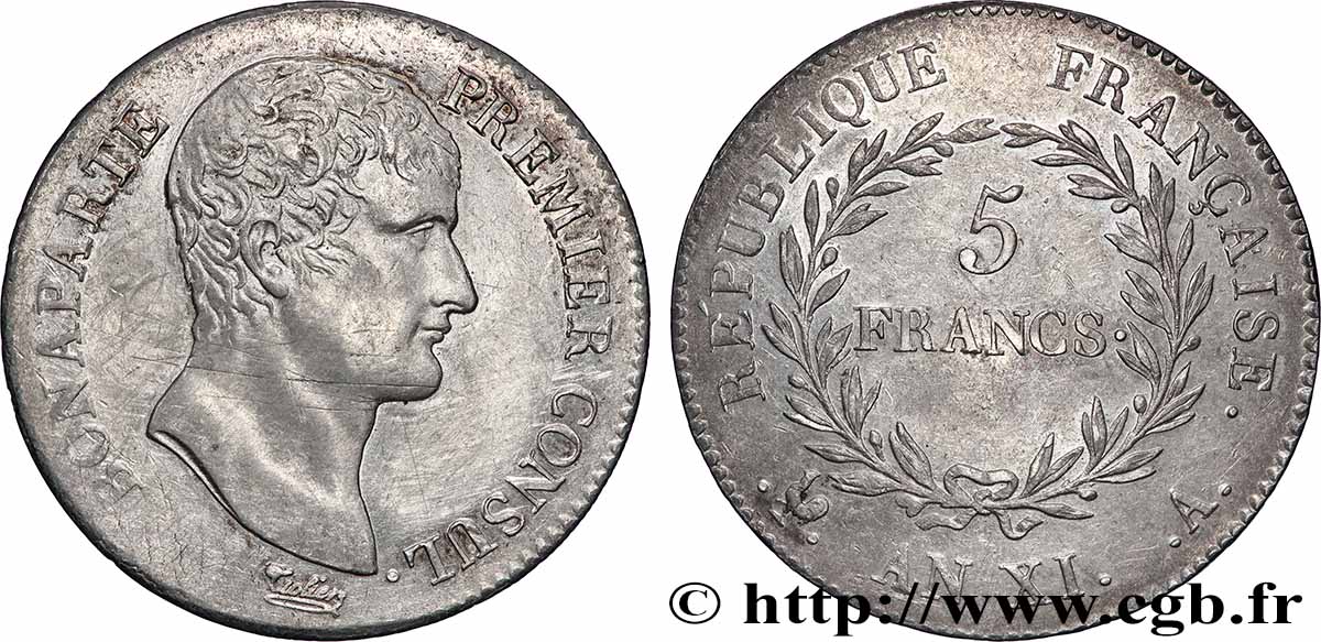 5 francs Bonaparte Premier Consul 1803 Paris F.301/1 TTB 