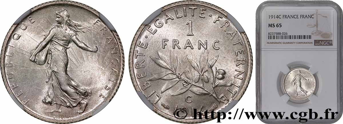 1 franc Semeuse 1914 Castelsarrasin F.217/20 MS65 NGC