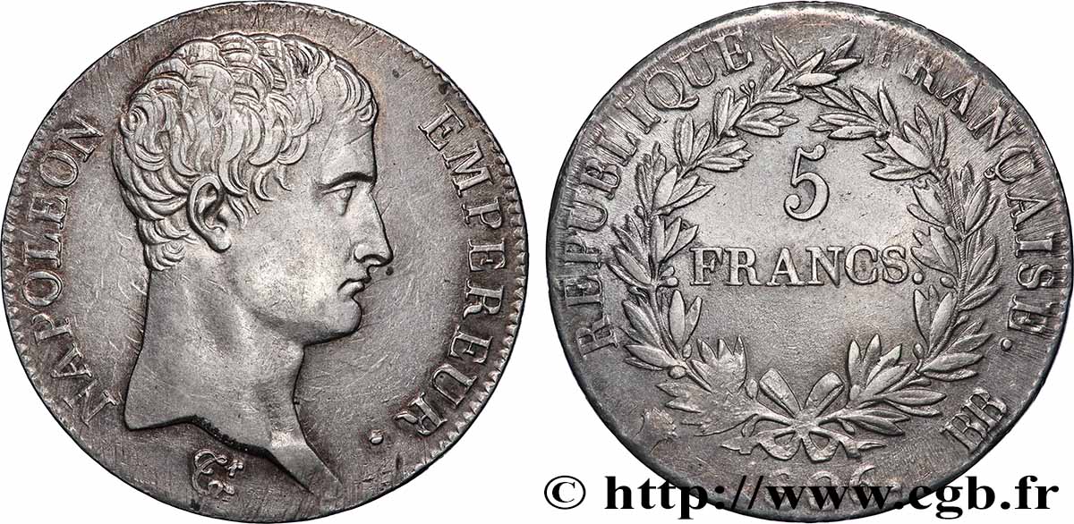 5 francs Napoléon Empereur, Calendrier grégorien 1806 Strasbourg F.304/3 TTB 