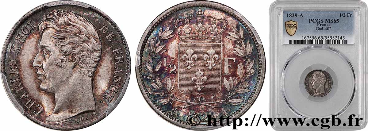 1/2 franc Charles X 1829 Paris F.180/37 FDC65 PCGS
