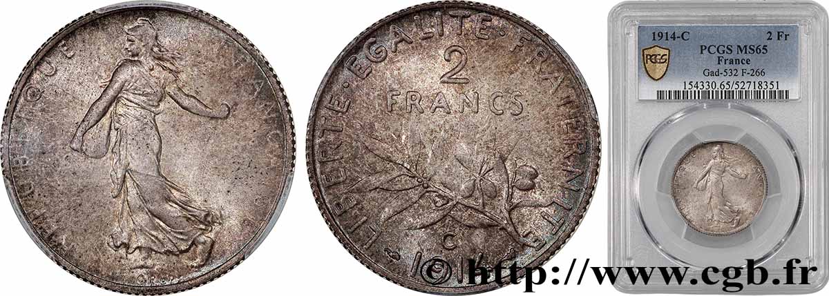 2 francs Semeuse 1914 Castelsarrasin F.266/16 FDC65 PCGS