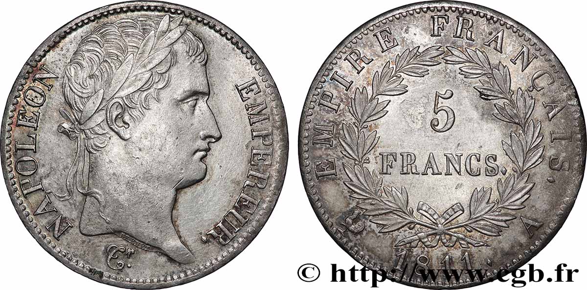 5 francs Napoléon Empereur, Empire français 1811 Paris F.307/27 TTB+ 
