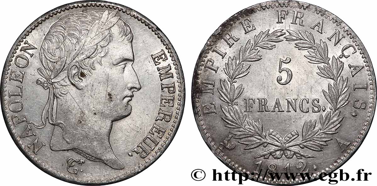 5 francs Napoléon Empereur, Empire français 1812 Paris F.307/41 TTB+ 