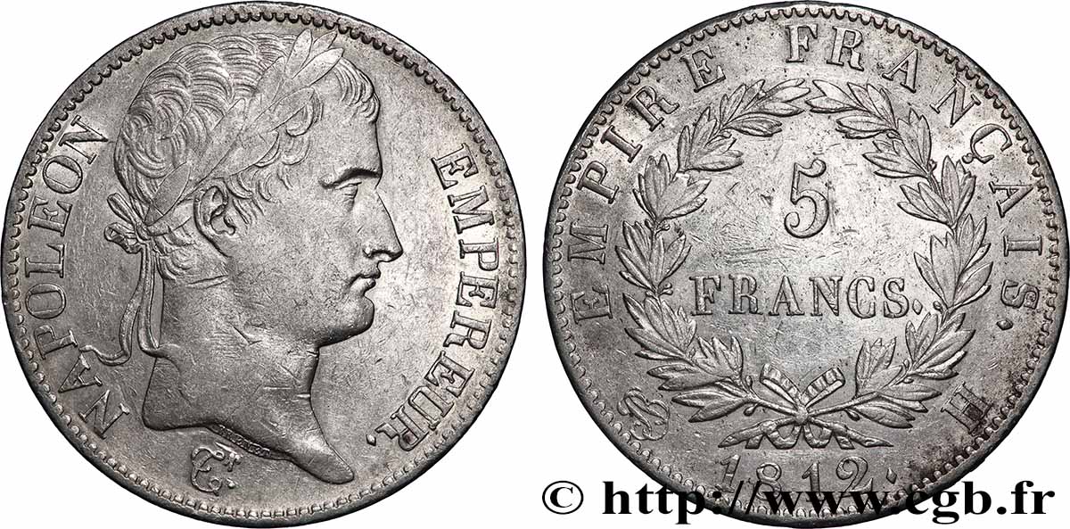 5 francs Napoléon Empereur, Empire français 1812 La Rochelle F.307/45 TTB 