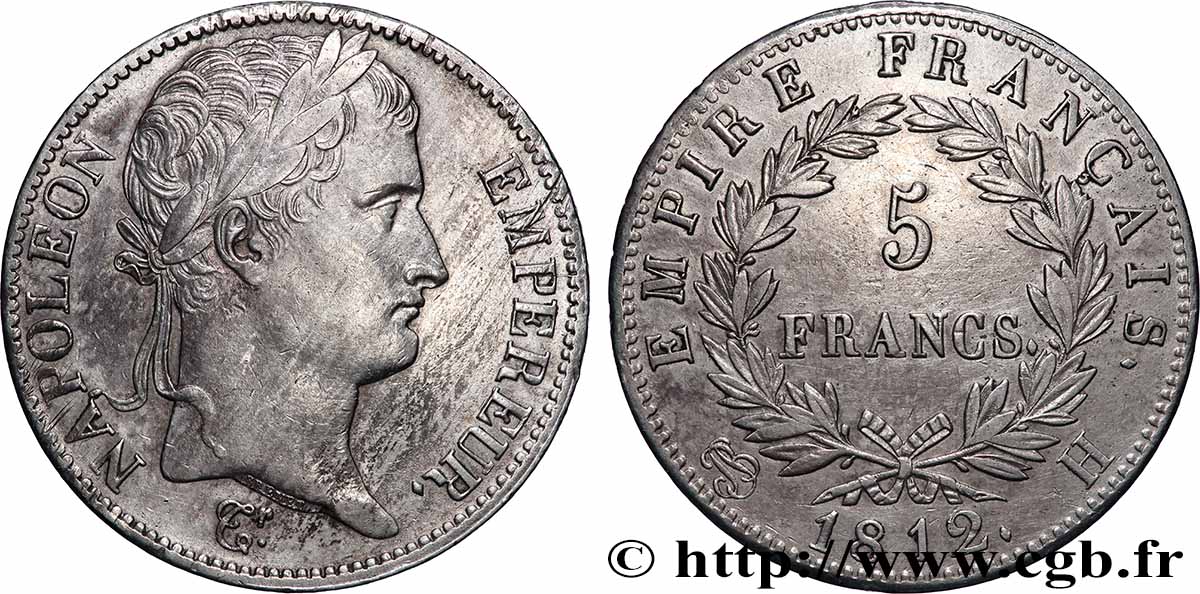 5 francs Napoléon Empereur, Empire français 1812 La Rochelle F.307/45 TTB 