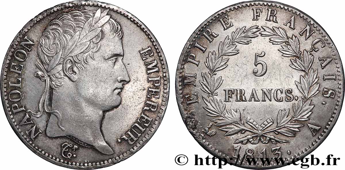 5 francs Napoléon Empereur, Empire français 1813 Paris F.307/58 TTB+ 
