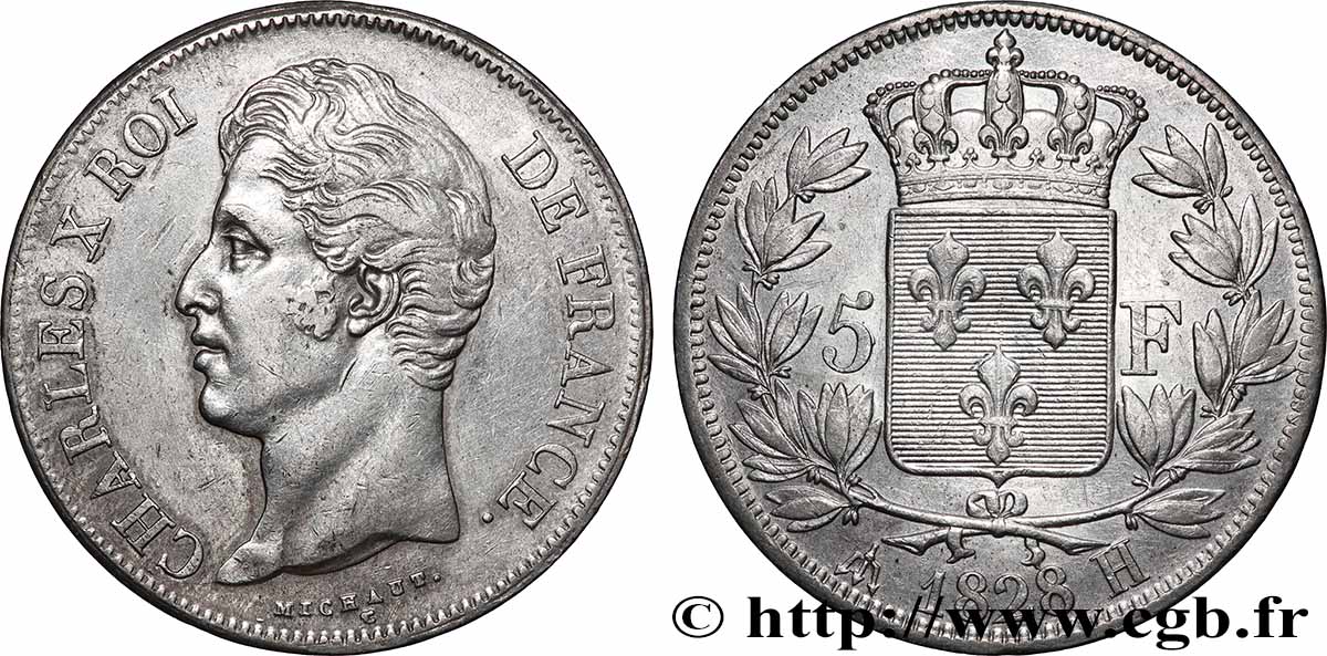 5 francs Charles X, 2e type 1828 La Rochelle F.311/18 TTB 