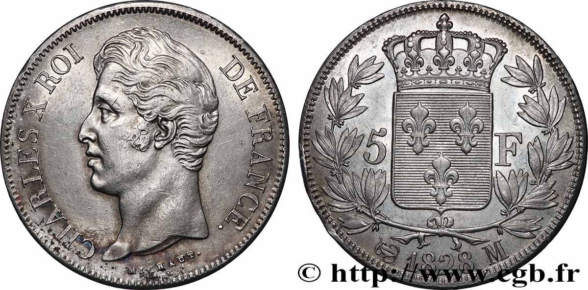 5 francs Charles X, 2e type 1828 Toulouse F.311/22 SUP 