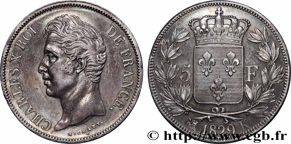 5 francs Charles X, 2e type 1829 Bordeaux F.311/33 TTB+ 