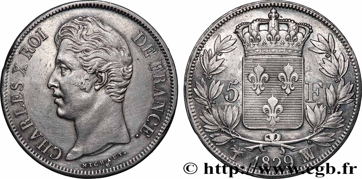 5 francs Charles X, 2e type 1829 Marseille F.311/36 TTB+ 