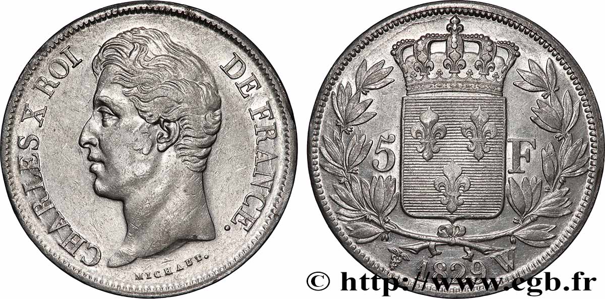 5 francs Charles X, 2e type 1829 Lille F.311/39 TTB 
