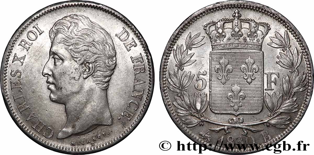 5 francs Charles X, 2e type 1830 Rouen F.311/41 TTB+ 