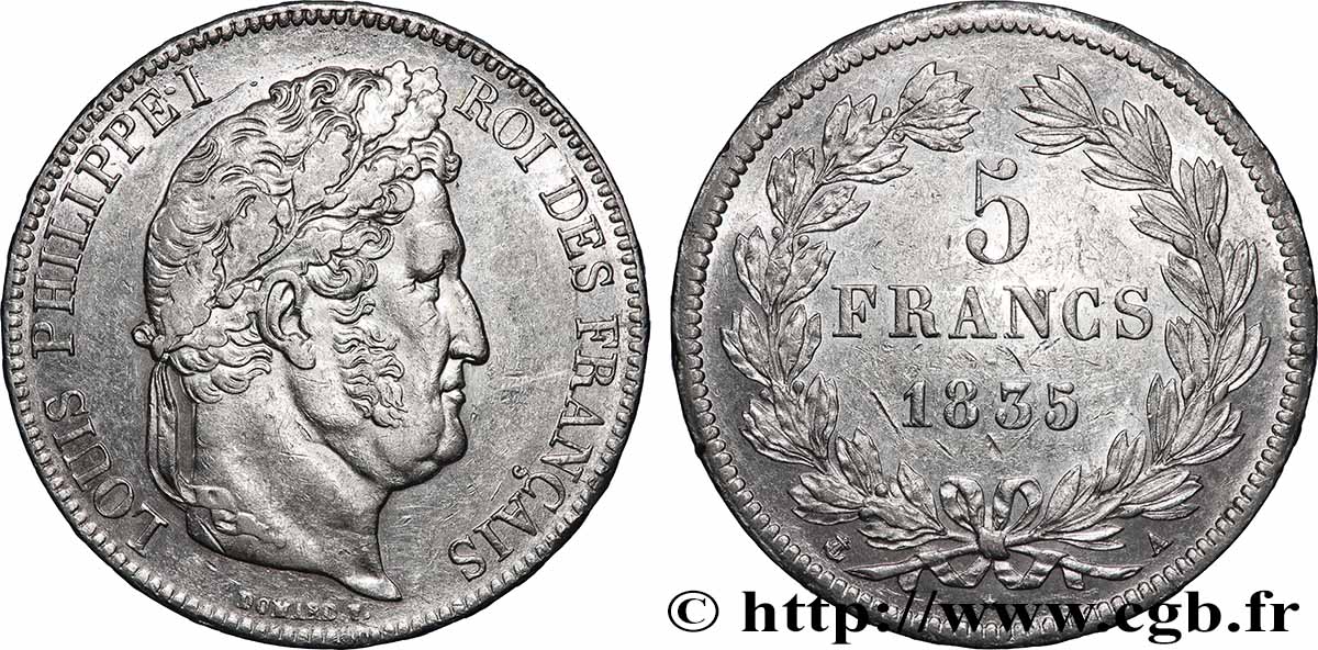 5 francs IIe type Domard 1835 Paris F.324/42 TTB+ 