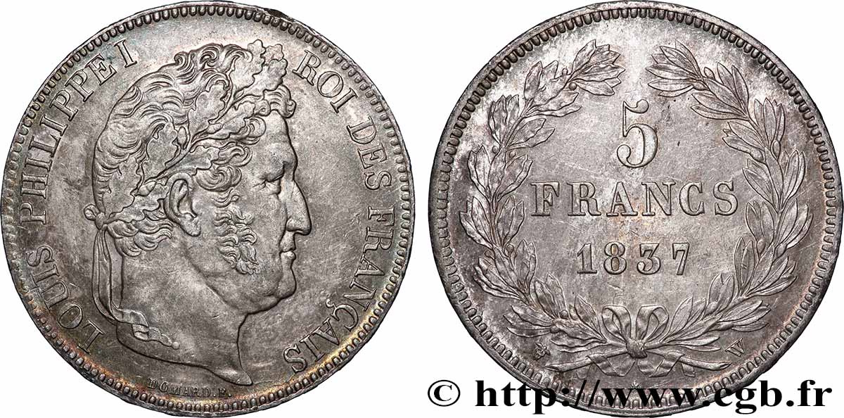 5 francs IIe type Domard 1837 Lille F.324/67 SUP 